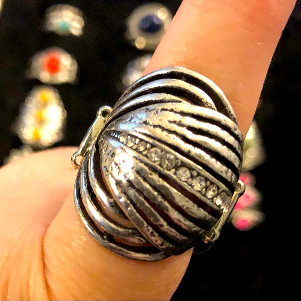 Silver and Rhinestone stretch ring
